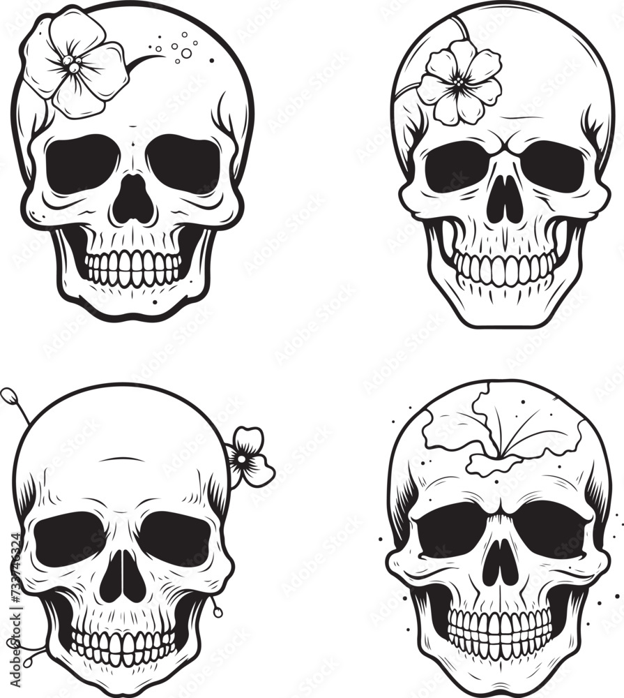 hand drawn sugar skull set vector illustration hand drawn sugar skull set vector illustration