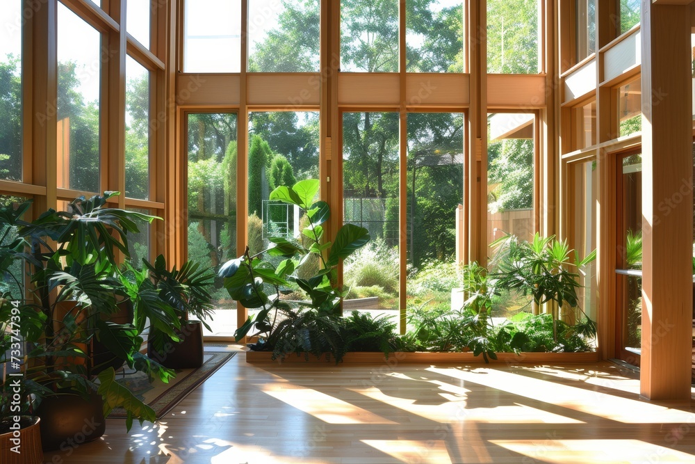 Modern Spacious Home with lots of Green Plants and Big Windows Modern Spacious Home with lots of Green Plants and Big Windows
