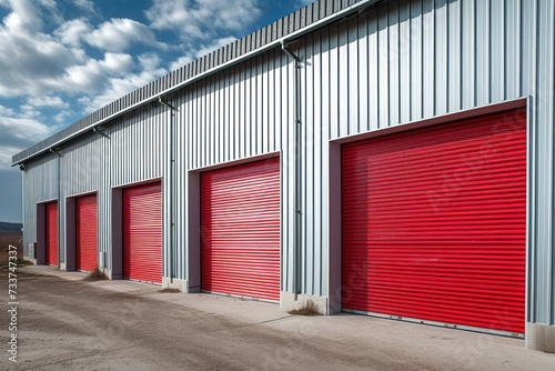 Storage units with roller shutter doors in industrial area © Tisha