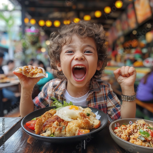 child eating food on the table