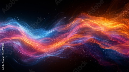 Colorful Wave of Light on Black Background
