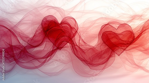 Flowing Red Hearts in Smoke Art