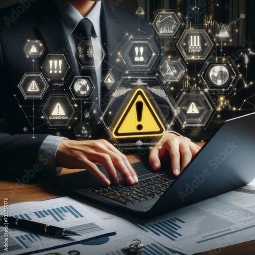 Cyber Alert: A Business Professional Responding to a Digital Warning