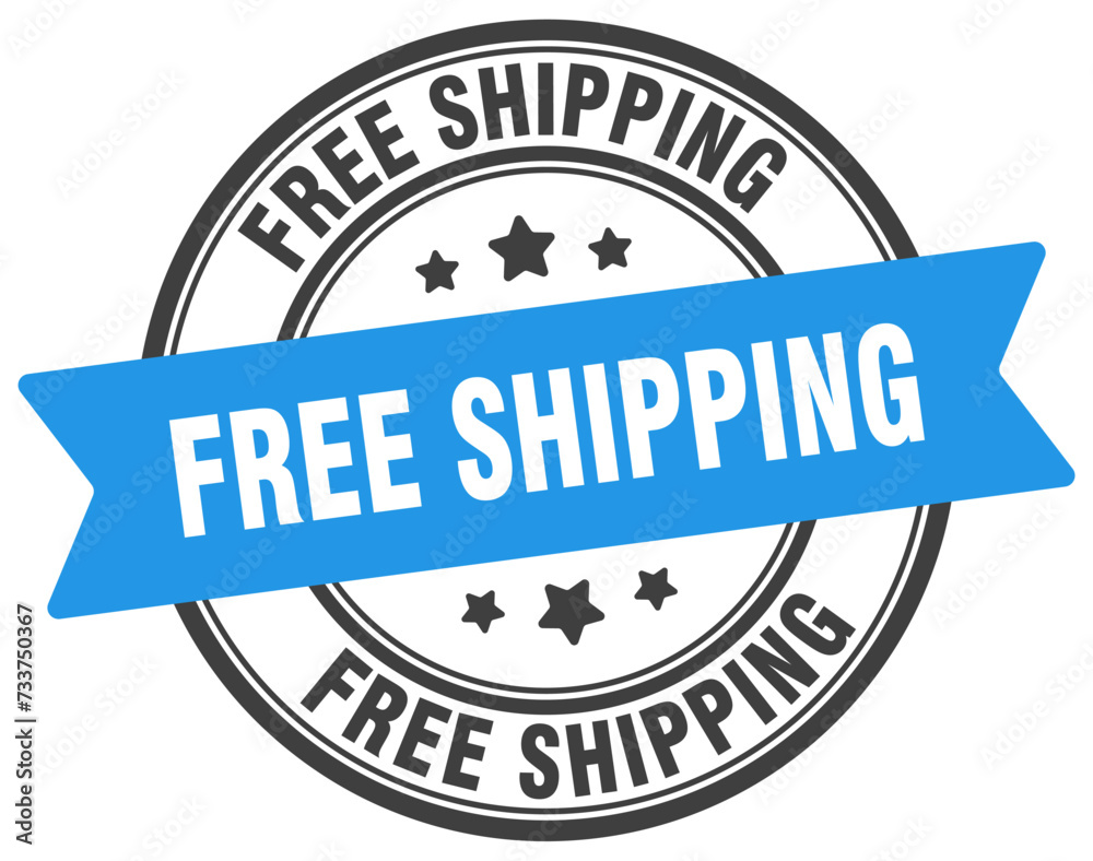 free shipping stamp. free shipping label on transparent background. round sign
