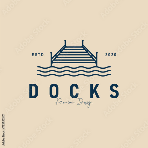 docks line art logo minimalist, icon vector pier simple logo illustration design photo