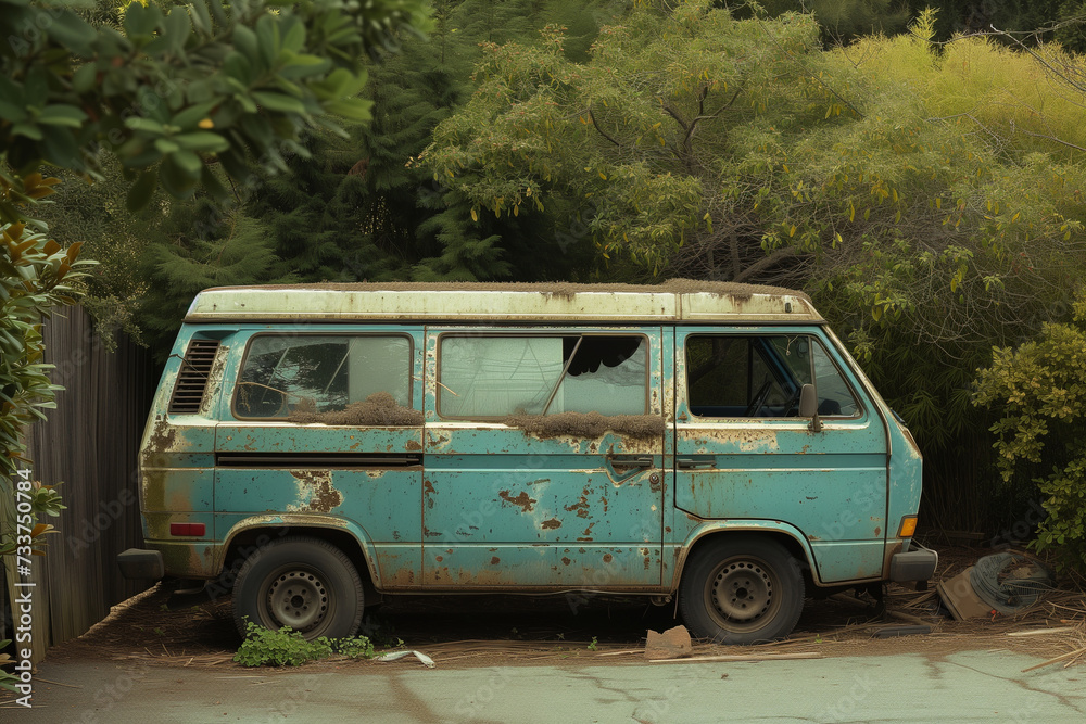 An old abandoned van
