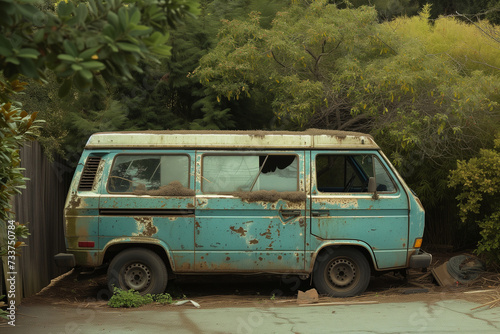 An old abandoned van