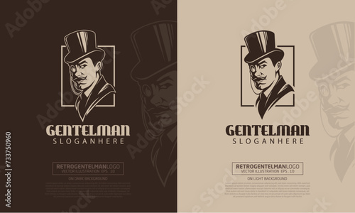 Retro Gentlemen Vector Logo Template. Design elements for logo, emblem, sign, brand mark.