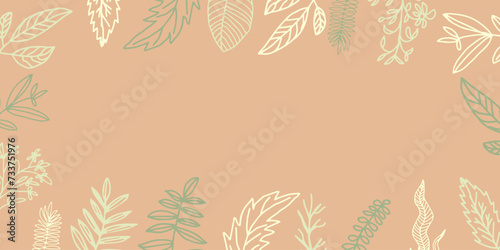 Wallpaper Mural Abstract botanical leaf and floral  frame hand drawn illustration in outline design style for poster and print template Torontodigital.ca