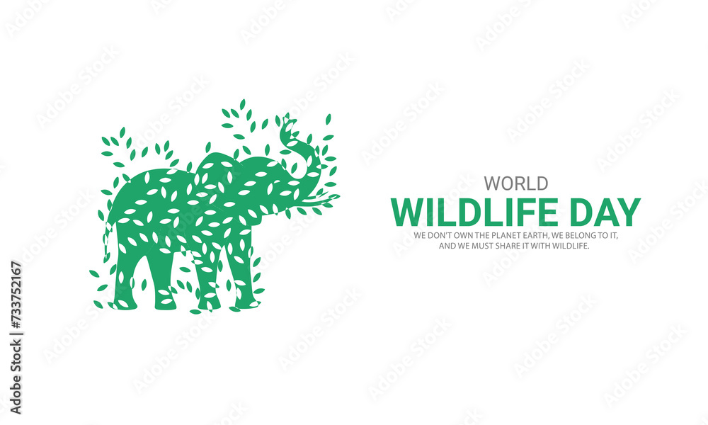 World wildlife day, Wild animals in world shape wildlife day design for poster, banner. 3D Illustration