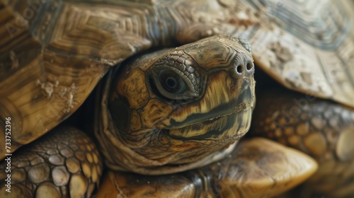 Close-up Shot of a Weathered Turtle Shell AI Generated