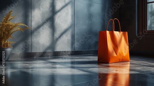 Orange Shopping Bag on the Floor