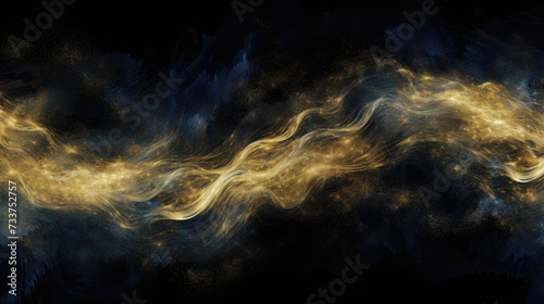 Golden swirling patterns like a cosmic phenomenon floating against a dark nebulous background with an astral otherworldly appearance © woret