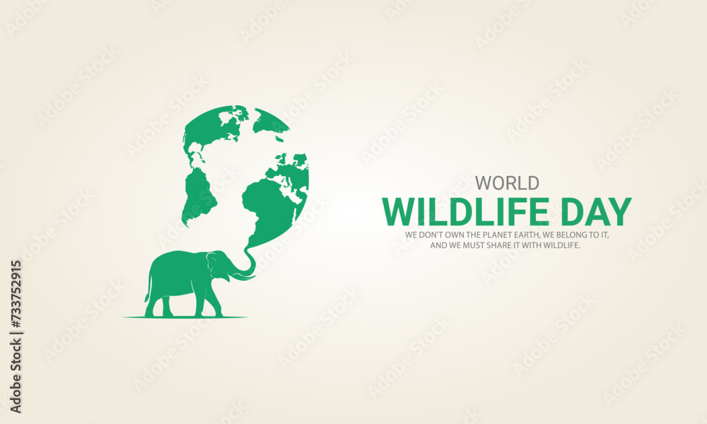 World wildlife day, Wild animals in world shape wildlife day design for poster, banner. 3D Illustration World wildlife day, Wild animals in world shape wildlife day design for poster, banner. 3D Illustration