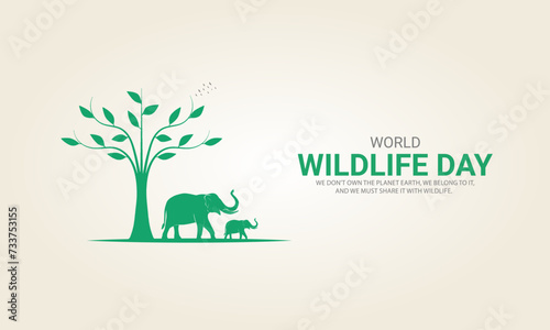 World wildlife day, Wild animals in world shape wildlife day design for poster, banner. 3D Illustration