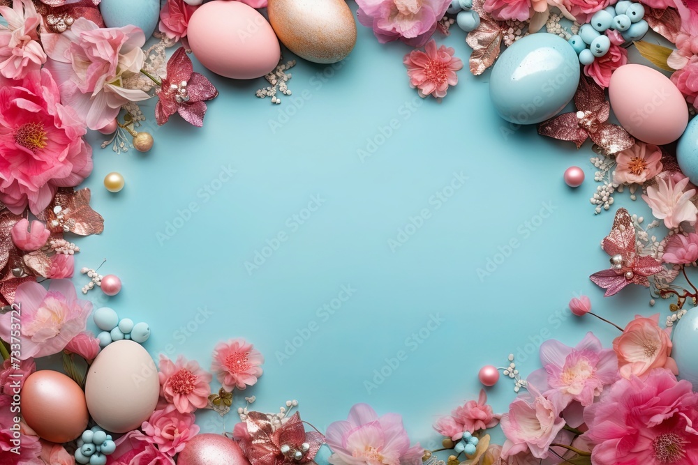 an easter card is sitting on a pink and blue background an easter card is sitting on a pink and blue background