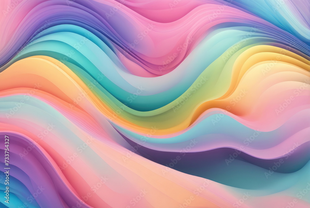 3D of Pastel Colorful Abstract Swirls