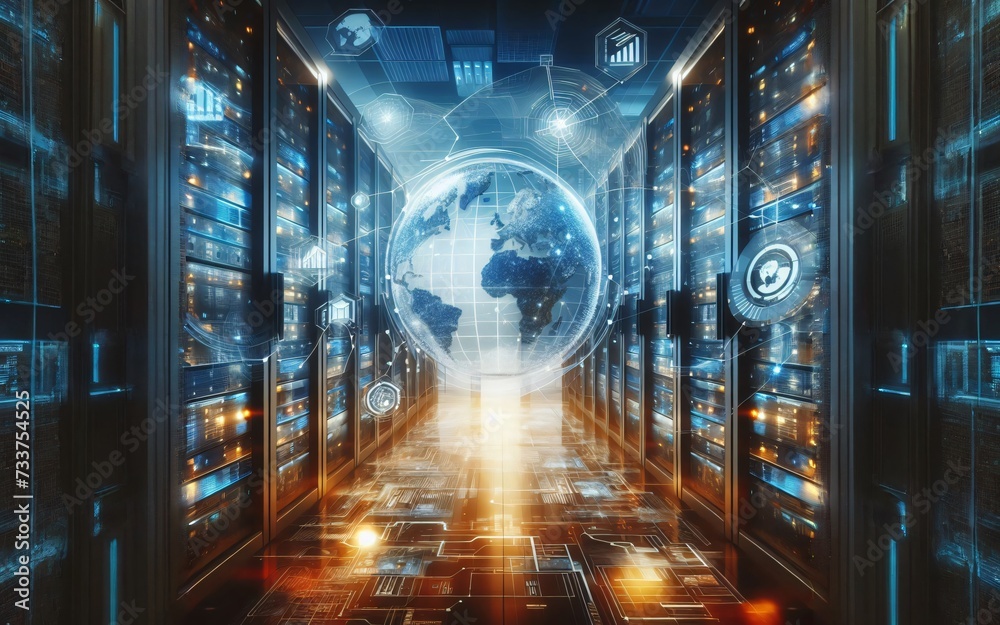Abstract concept of global network and connectivity, data transfer and cyber technology, information exchange and telecommunication Abstract concept of global network and connectivity, data transfer and cyber technology, information exchange and telecommunication