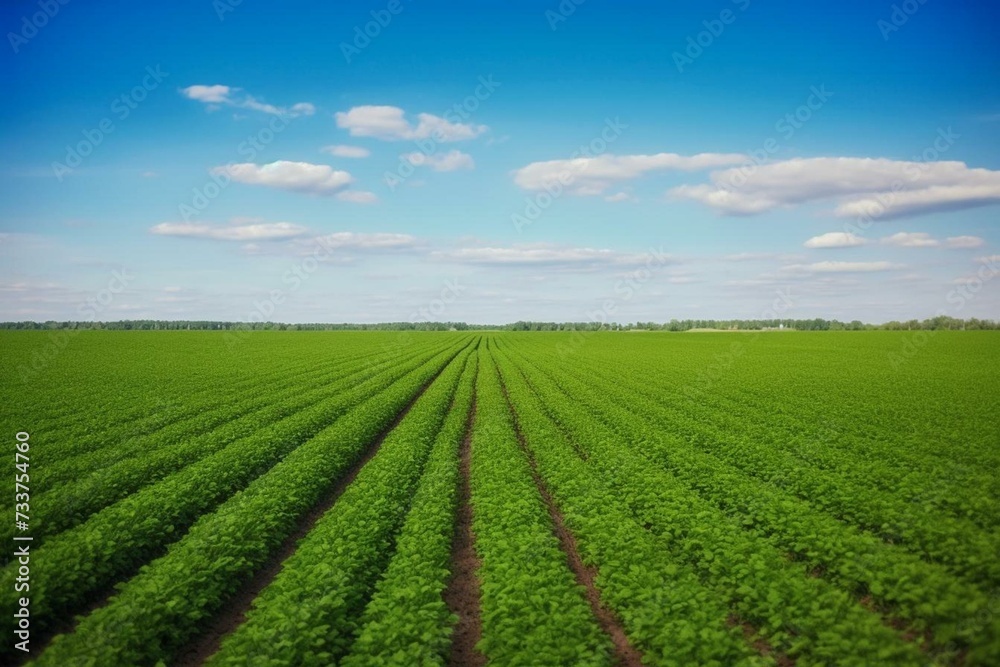 Spring soy field. Generative AI