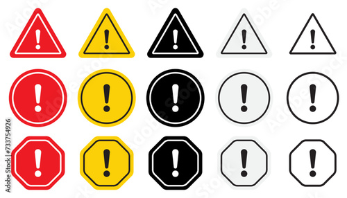Set of Danger, Caution, Attention, Warning Signs Symbols 