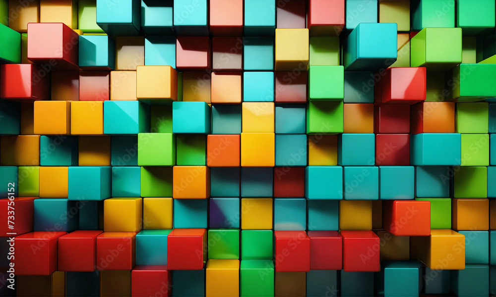 Random shifted cube boxes,
geometric colorful 3d pattern background Random shifted cube boxes,
geometric colorful 3d pattern background