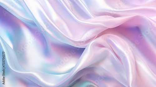Holograficzna tapeta opalowa - miękki lejący materiał, tkanina. Różowe, fioletowe i niebieskie odcienie tła o nieregularnych falach.