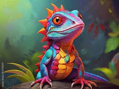 Colorful Cartoon Lizard Illustration