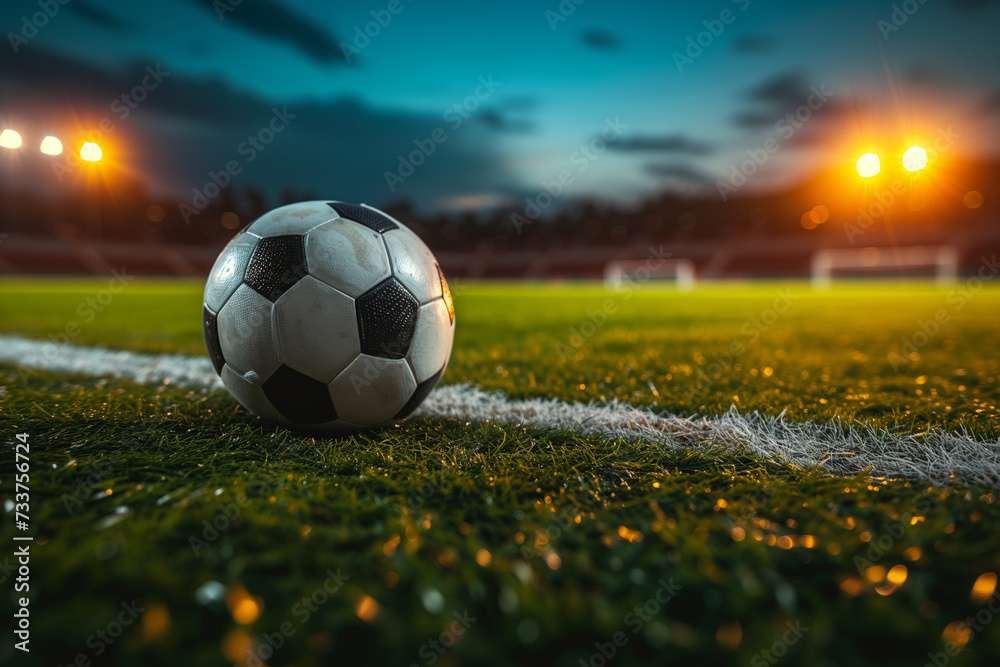Obraz premium a soccer ball on the field