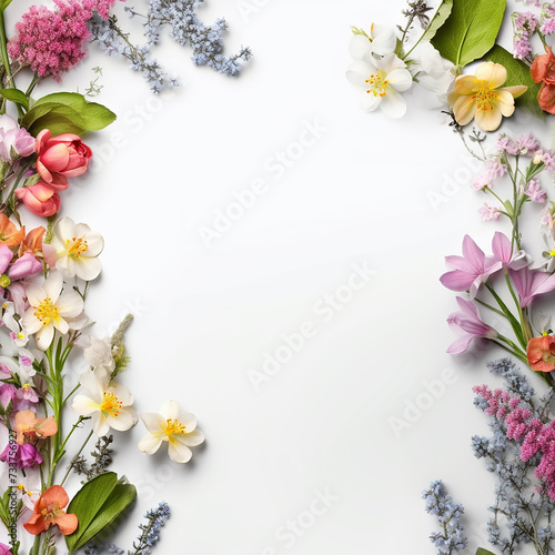 A white blank paper border cover with flowers