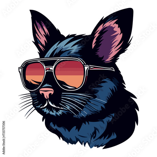 A chinchilla in sunglasses, mascot hand drawn