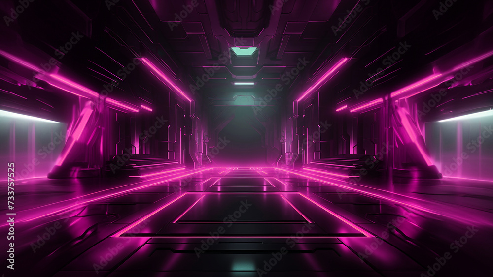 Futuristic dark gaming background with pink neon lights