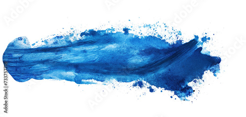A close-up photo of a blue ink smudge contrasting against a pristine white background.