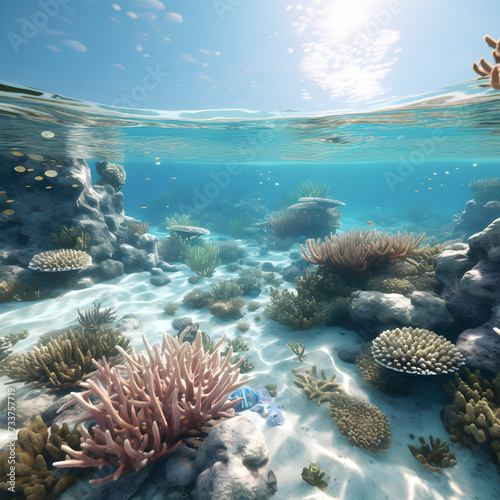 coral reef in the    Underwater paradise HD Wallpaper Stock Image 