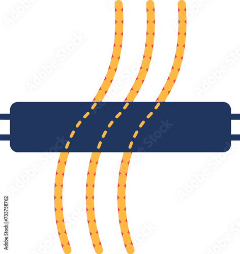 Electromagnetic properties of relay converter. Industrial equipment, abstract techno element for modern and retro technological design. Simple color vector pictogram isolated on white background