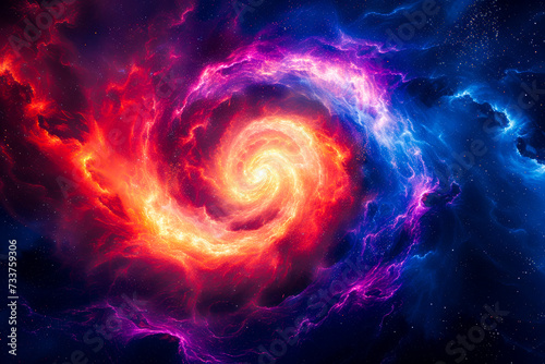 Vivid Cosmic Galaxy Swirl in Deep Space.