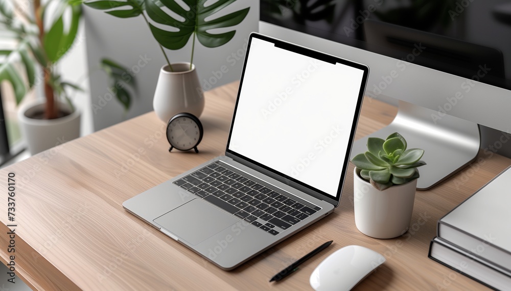 desk with laptop mockup screen desk with laptop mockup screen
