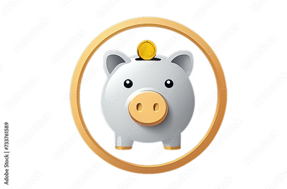 Piggy bank with a coin symbolizing savings Piggy bank with a coin symbolizing savings