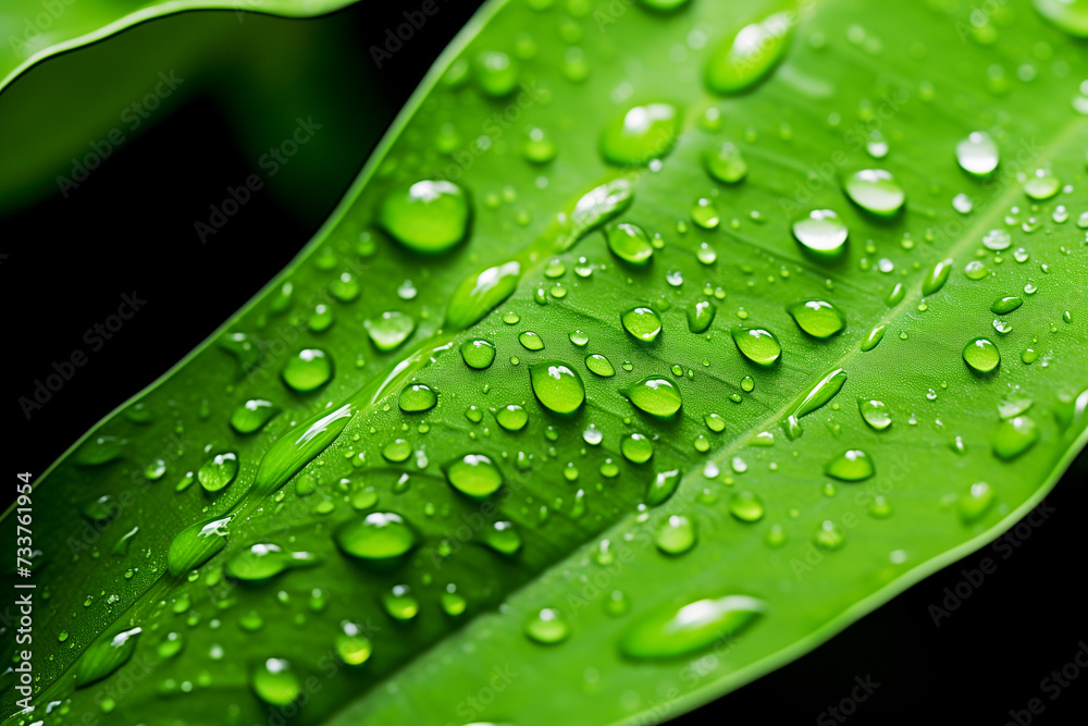 Water drops on green leaf Water drops on green leaf