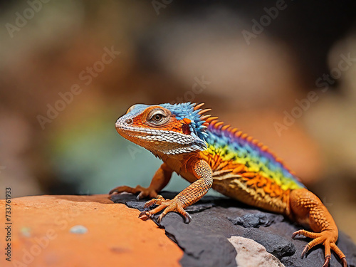 Colorful Lizard on Orange Rock © SR STOCK 01