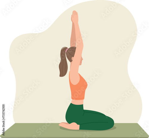 Vector illustration of a woman doing yoga. Flat style concept of physical practice	