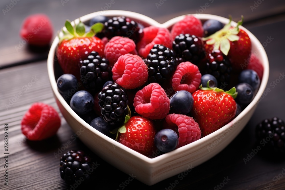 heart shape plate of berries. ai generated heart shape plate of berries. ai generated