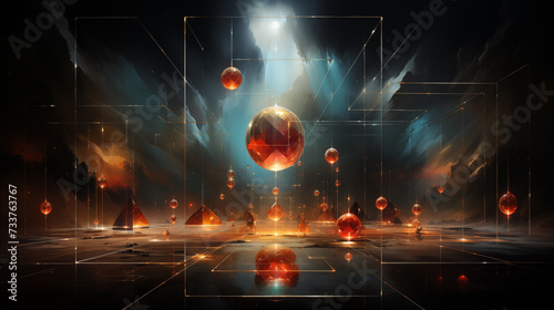 Glowing Light Background with Digital Space Motion , Futuristic abstract background. 3d rendering, 3d illustration.