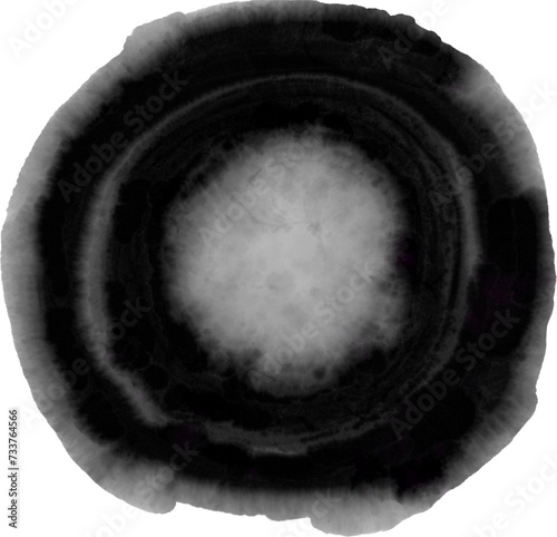 Runde Form aus schwarzer Wasserfarbe - Isoliert auf transparentem Hintergrund, als Überlagerung und Designelement