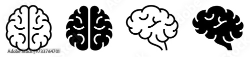 Human brain icon set. Mind side view icon. Medical apps. Editable stroke. Vector