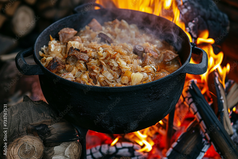 Polish dish, old Polish bigos. AI generative. Polish dish, old Polish bigos. AI generative.