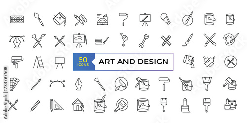Art and design icon set simple line art style icons pack. Vector illustration