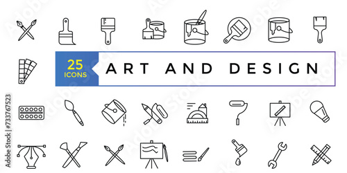 Art and design icon set simple line art style icons pack. Vector illustration