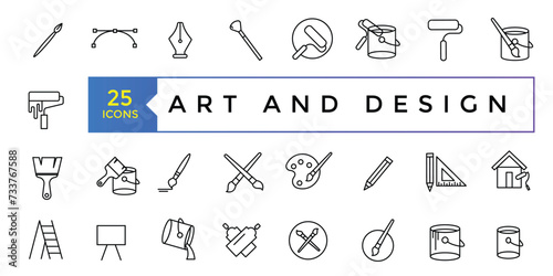 Art and design icon set simple line art style icons pack. Vector illustration