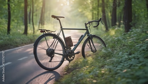 bike isolated on forest background