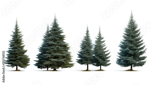 christmas tree with cones,tree isolated on white,tree branches